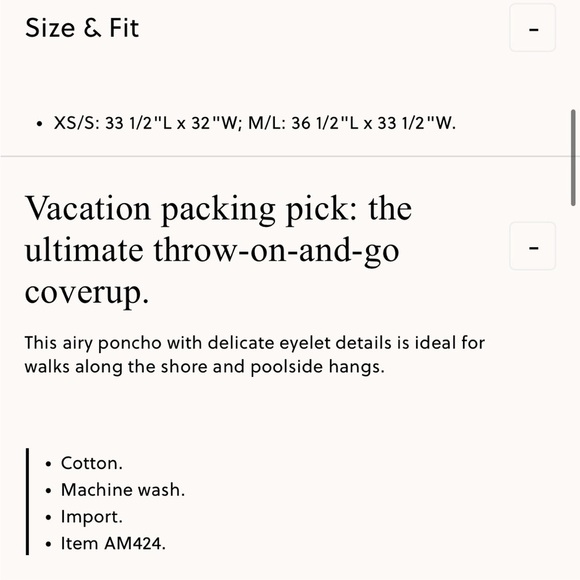 J.CREW (Spring 2020) Open beach poncho in eyelet size M/L - Picture 6 of 10